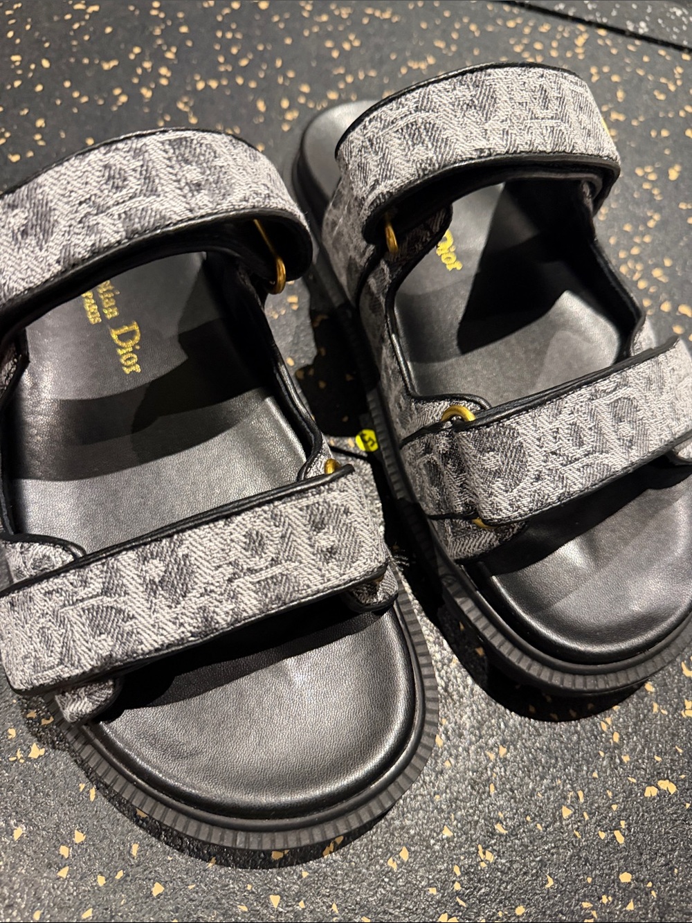 Grey Logo Jacquard Strap Sandals
